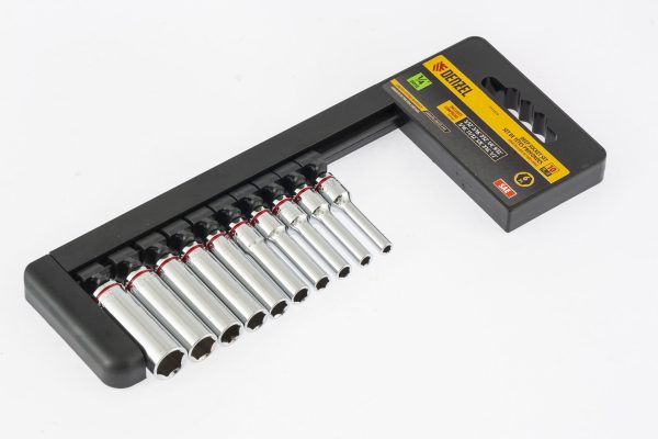 Denzel Hex drive socket set, SAE, 1/4-Inch, 10-pieces