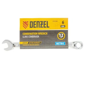 Denzel Combination wrench, polished chrome, 6 mm