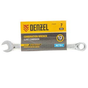 Denzel Combination wrench, polished chrome, 7 mm