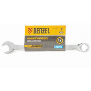 Denzel Combination wrench, polished chrome, 9 mm