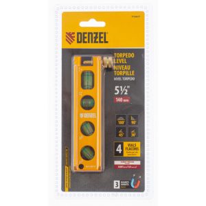 Denzel Torpedo level, anodized, 4 vials, 5-1/2 Inch